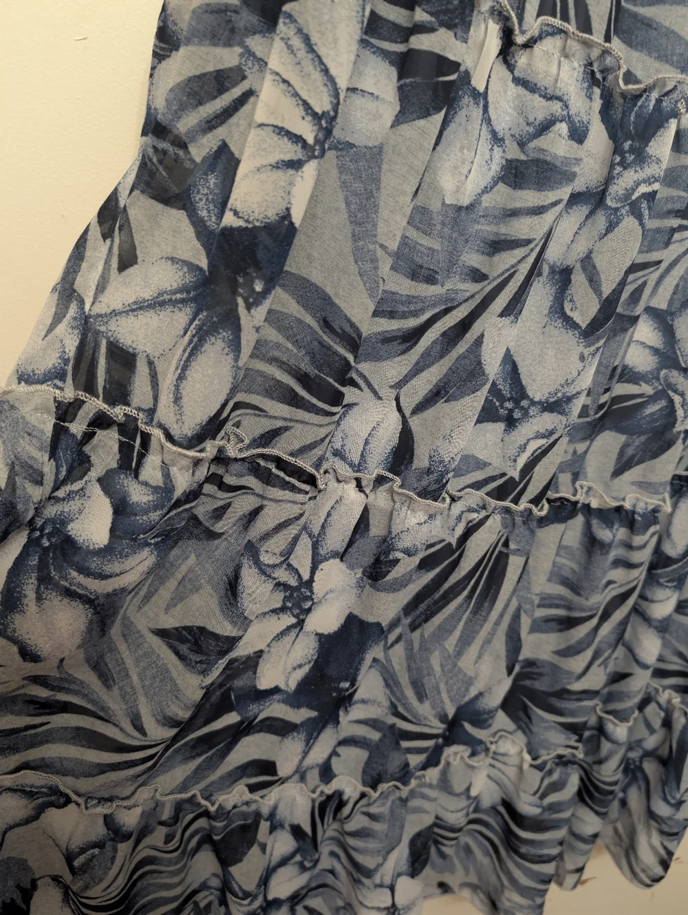 Kate and Lily Woman Blue Floral Tiered Midi Dress 14W Boho Tropical Chiffon - Picture 7 of 8